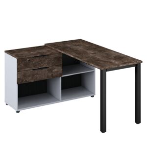 KONDELA Rohový PC stôl, sivá/betón tmavý, KLAUDIUS TYP 8