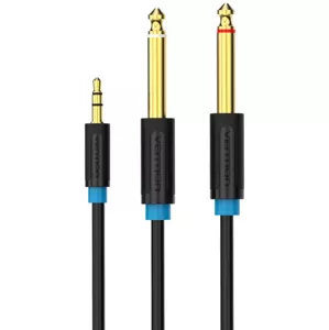 Kábel Vention 3.5mm TRS Male to 2x 6.35mm Male Audio Cable 1m BACBF (black)