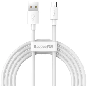 Kábel Baseus Simple Wisdom Data Cable Kit USB to Micro 2.1A (2PCS/Set) 1.5m White (6953156203334)