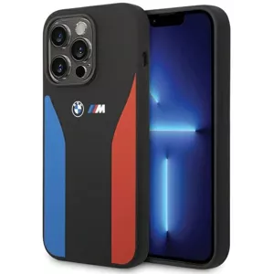 Kryt BMW BMHCP15L22SCSK iPhone 15 Pro 6.1" black Silicone Blue&Red Stripes M Collection (BMHCP15L22SCSK)