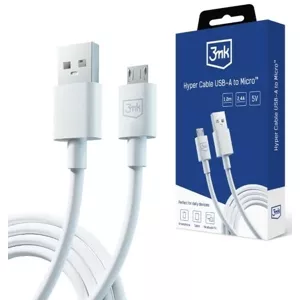 Kábel 3MK Hyper Cable USB-A - Micro USB 1.2m 5V 2.4A White Cable