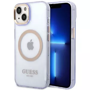 Kryt Guess iPhone 14 6,1" purple hard case Gold Outline Translucent MagSafe (GUHMP14SHTCMU)