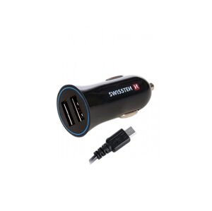 Autonabíjačka Swissten Cl micro USB 2,4 A +  adaptér čierna
