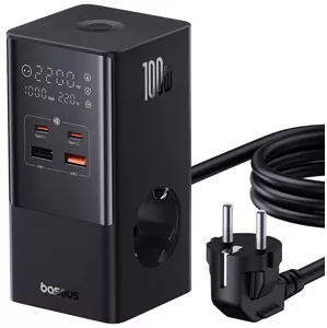 Nabíjačka Baseus Wall charger / powerstrip PowerCombo 100W (black)