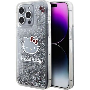 Hello Kitty Liquid Glitter Electroplating Head Logo Zadný Kryt pre iPhone 15 Pro Max Transparent