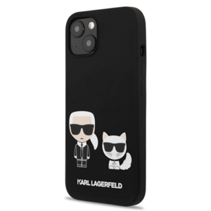 Silikónové puzdro Karl Lagerfeld na Apple iPhone 13 KLHCP13MSSKCK Karl and Choupette Liquid čierne