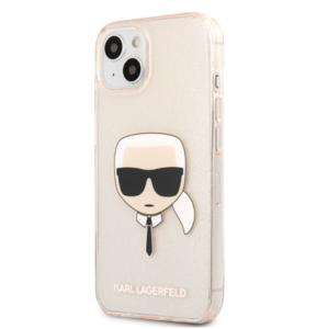 Silikónové puzdro Karl Lagerfeld na Apple iPhone 13 KLHCP13MKHTUGLGO Full Glitter Karl Head zlaté