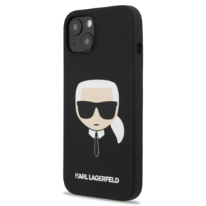 Silikónové puzdro Karl Lagerfeld na Apple iPhone 13 KLHCP13MSLKHBK Liquid Karl Head čierne