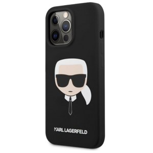 Silikónové puzdro Karl Lagerfeld na Apple iPhone 13 Pro Max KLHCP13XSLKHBK Liquid Karl Head čierne