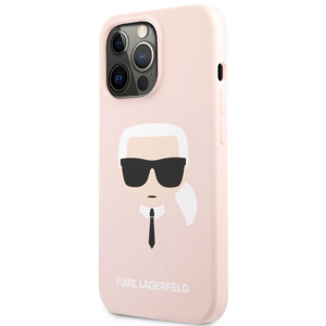 Silikónové puzdro Karl Lagerfeld na Apple iPhone 13 mini KLHCP13SSLKHPI Liquid Karl Head ružové