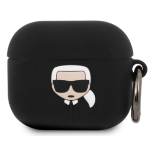 Silikónové puzdro Karl Lagerfeld na Apple Airpods 3 KLACA3SILKHBK Karl Head čierne
