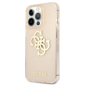 Silikónové puzdro Guess na Apple iPhone 13 Pro GUHCP13LPCUGL4GGO Big 4G Full Glitter zlaté