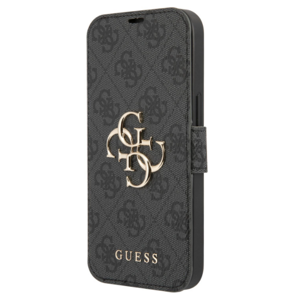 Diárové puzdro Guess na Apple iPhone 13 mini GUBKP13S4GMGGR 4G Metal Logo sivé