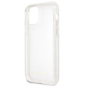 Plastové puzdro Guess na Apple iPhone 11 Pro Max GUHCN65PCGLSI Glitter strieborné