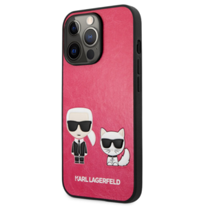 Plastové puzdro Karl Lagerfeld na Apple iPhone 13 Pro KLHCP13LPCUSKCP Karl and Choupette Leather červené
