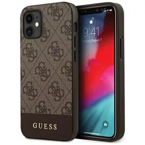 Kryt Guess iPhone 12 mini 5,4" Brown hardcase 4G Stripe Collection (GUHCP12SG4GLBR)