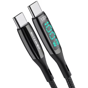 Kábel USB-C to USB-C cable BlitzWolf BW-TC23, with display, 100W, 0.9m (black)