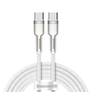 Dátový kábel Baseus Cafule Metal USB-C - USB-C 100W 2,0 m biely