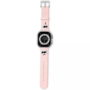 Remienok Karl Lagerfeld Strap KLAWLSLKCNP Apple Watch 42/44/45/49mm pink strap 3D Rubber Karl&Choupette Heads (KLAWLSLKCNP)