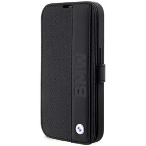Púzdro BMW iPhone 14 Pro Max 6,7" black bookcase Leather Textured&Stripe (BMBKP14X22RDPK)