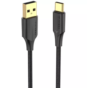 Kábel Charging Cable USB 2.0 to USB-C Vention CTFBF LED 3A 1m (black)