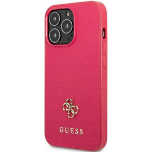 Plastové puzdro Guess na Apple iPhone 13 Pro Max GUHCP13XPS4MF Saffiano 4G Small Metal Logo ružové