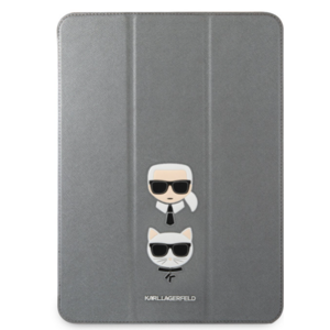 Puzdro Karl Lagerfeld na Apple iPad Pro 12.9 KLFC12OKCG Karl Lagerfeld and Choupette Head Saffiano strieborné