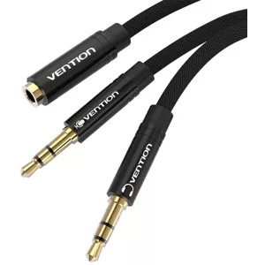 Kábel Cable mini jack 3.5 mm (female) to 2x mini jack 3.5 mm (male) Vention BBLBAB 0.6m (black)