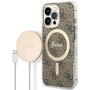Kryt Guess Case + Charger Set iPhone 13 Pro brown hard case 4G Print MagSafe (GUBPP13LH4EACSW)