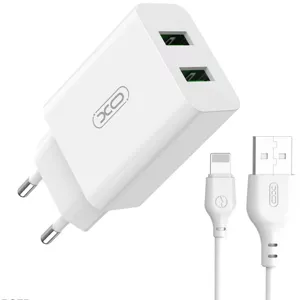 Nabíjačka XO Wall charger L119 2x USB-A, Lightning cable, 18W (white)