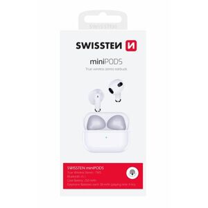 Swissten miniPODS TWS bezdrôtové slúchadlá Bluetooth, biela