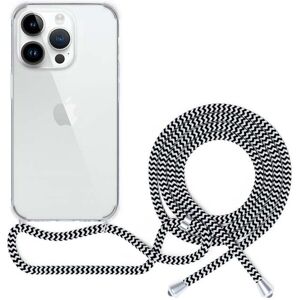 Spello Crossbody kryt so šnúrkou pre iPhone 15 Pro transparentná / čiernobiela šnúrka
