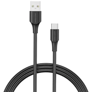 Kábel Vention USB 2.0 A to USB-C 3A cable 0.25m CTHBC black