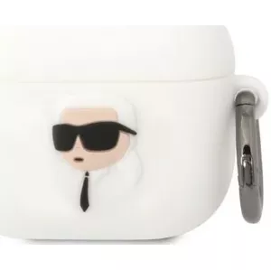 Púzdro Karl Lagerfeld AirPods 3 cover white Silicone Karl Head 3D (KLA3RUNIKH)
