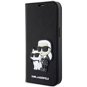Púzdro Karl Lagerfeld iPhone 14 6.1" bookcase black Saffiano Karl & Choupette (KLBKP14SSANKCPK)