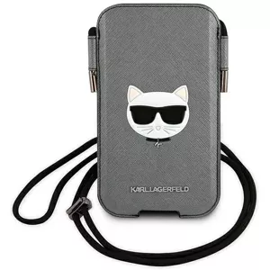 Púzdro Karl Lagerfeld Bag KLHCP12LOPHCHG 6,7" grey hardcase Saffiano Ikonik Choupette Head (KLHCP12LOPHCHG)