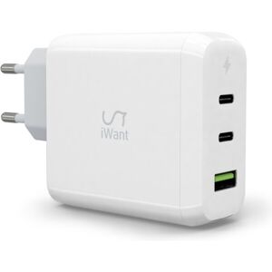 iWant duálna GaN sieťová 2x USB-C + USB-A nabíjačka 65W biela