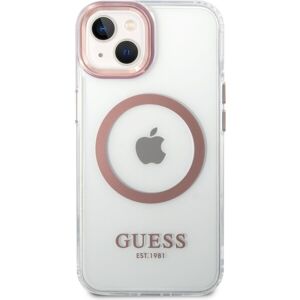 Guess Transparent MagSafe Kompatibilný Zadný Kryt pre iPhone 14 Max Pink