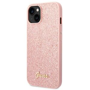 Kryt na Apple iPhone 14 Plus Guess Glitter Flakes Metal Logo GUHCP14MHGGSHP ružové