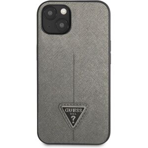 Guess PU Saffiano Triangle kryt iPhone 13 mini strieborný