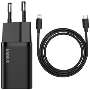 Nabíjačka Baseus Super Si Quick Charger 1C 20W with USB-C cable for Lightning 1m (black) (6953156230057)