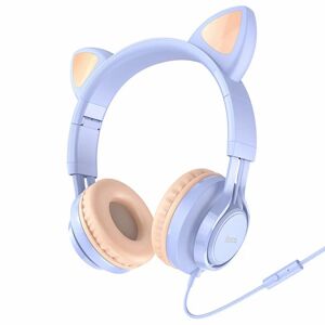 Hoco W36 Cat Ear Slúchadlá s mikrofónom, svetlo modrá