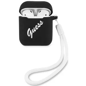 Púzdro Guess AirPods cover black white Silicone Vintage (GUACA2LSVSBW)