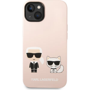 Karl Lagerfeld MagSafe Kompatibilný Kryt Liquid Silicone Karl and Choupette pre iPhone 14 Pink