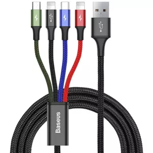Kábel Kabel USB Baseus Fast 4w1 USB-C / 2x Lightning / Micro 3,5A 1,2m (czarny) (6953156278486)