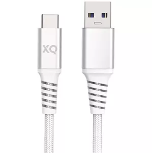 Kábel XQISIT NP Cotton braided USB-C to USB-A 3.0 200cm white (50834)