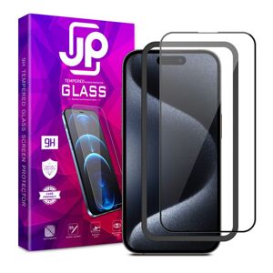 JP 3D sklo s inštalačným rámom, iPhone 15 Pro MAX, čierne