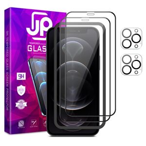 JP Full Pack Tvrdených skiel, 2x 3D sklo s aplikátorom + 2x sklo na šošovku, iPhone 12 Pro MAX