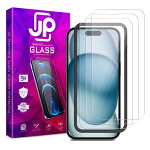 JP Long Pack Tvrdených skiel, 3 sklá na telefón s aplikátorom, iPhone 15 Plus