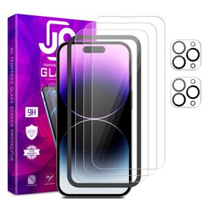 JP Mega Pack Tvrdených skiel, 3 sklá na telefón s aplikátorom + 2 sklá na šošovku, iPhone 14 Pro